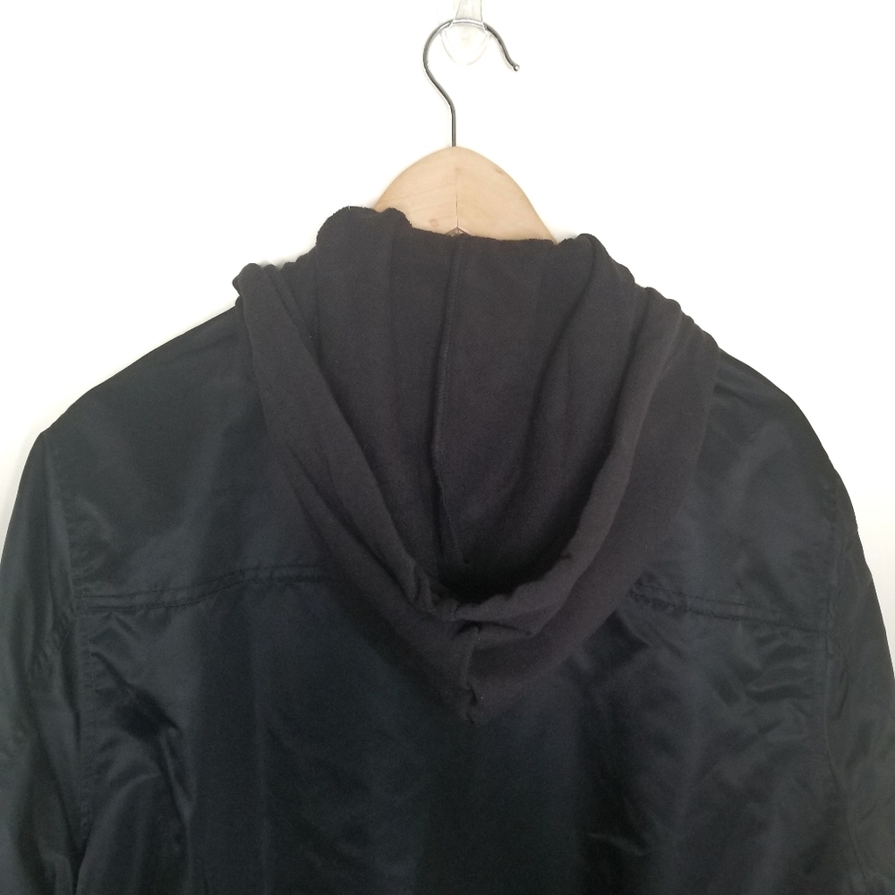 Original Use Mens Black Hooded Bomber Jacket - Picture 7 of 9